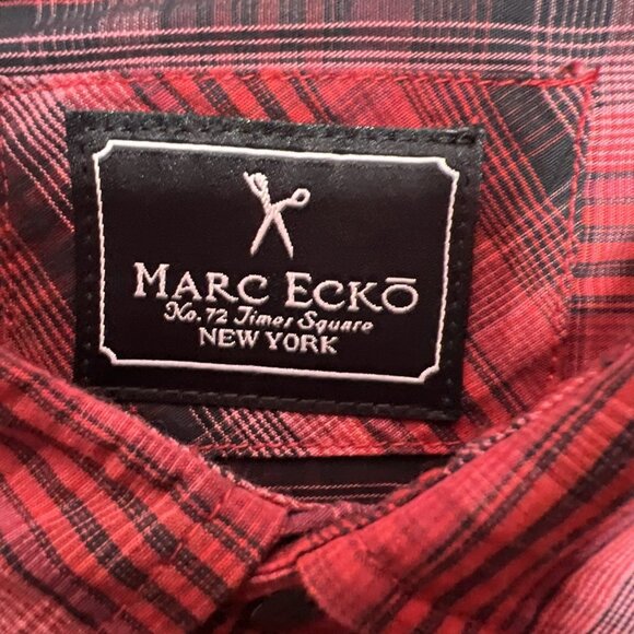 Mark Ecko Y2K Red/Black Plaid Casual Button Down 100% Cotton Long Sleeve SZ XXL - Picture 3 of 16